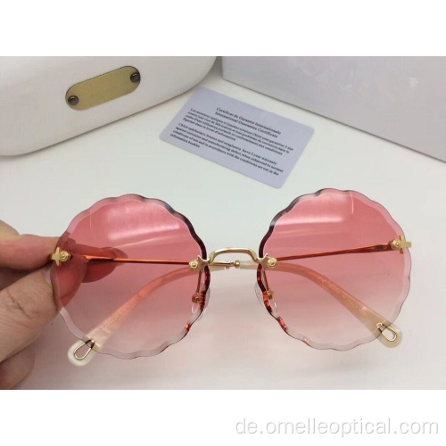 Hochwertige randlose runde Sonnenbrille für Frauen
